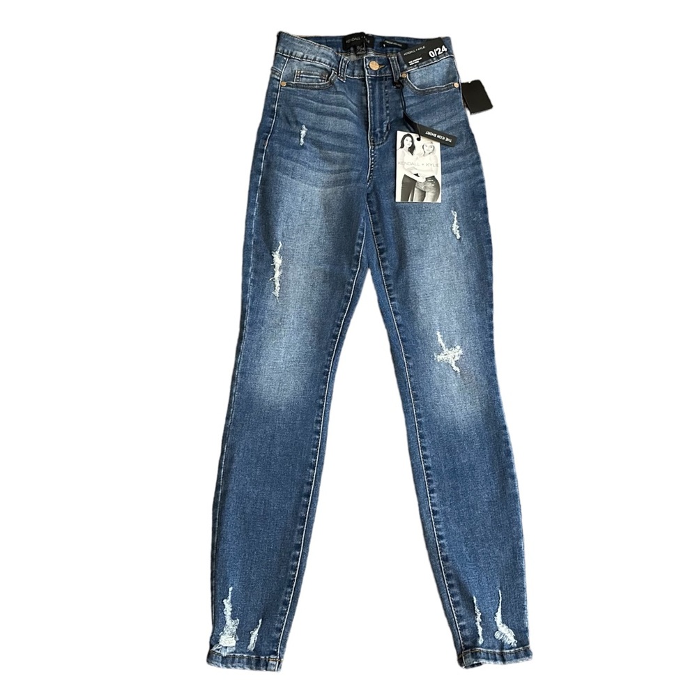 NWT Kendall & Kylie The Kontour High Rise Distressed Skinny Jean- 0/24